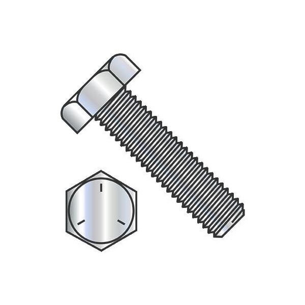 Grade 5, 1"-8 Hex Head Tap Bolt, Zinc Plated Steel, 5 in L